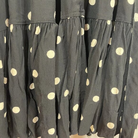 J.CREW Women's Drapey Tiered Dress Black Polka Dot - Picture 7 of 9